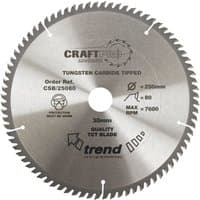 Circular Trend saw blade, 200mm diameter, 72 teeth, 30mm bore, silver with black text and logo.