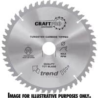Trend circular saw blade, silver, 184mm diameter, 58 teeth, tungsten carbide tipped, for aluminium and plastic.