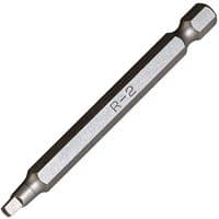 Snappy R2 square drive screwdriver bit, metallic with hexagonal shank and engraved "R-2" marking.