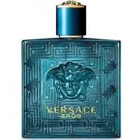 Blue Versace Eros Eau De Toilette 50ml bottle with Medusa logo and gold cap.