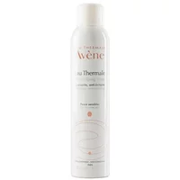 White Avène Thermal Spring Water spray can, 300ml, with orange text and logo.