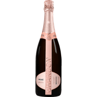 Chandon Argentina Brut Rose sparkling wine in a dark bottle with pink foil and label.