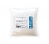 Clear plastic bag of Intralabs Citric Acid, 1kg, labeled with blue and white text, containing fine white crystals.