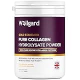 Wellgard collagen powder in a white tub with a purple label, gold accents, and UK flag emblem.