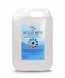 Clear 5L jug of Pure Chem distilled water with blue label and white cap.
