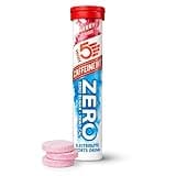 HIGH5 ZERO Caffeine Hit tube with red cap, berry flavor, blue and red label, three pink tablets beside it.