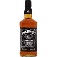 Jack Daniel's Old No 7 Whiskey 70cl, amber liquid in square bottle with black label and black cap.
