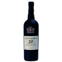 Taylor's 20 Year Tawny Port 75cl bottle with dark glass, white label, and red emblem on neck.