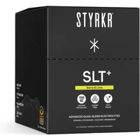 Styrkr SLT Berry & Lime box, black with white text, features electrolytes and quad-blend formula details.