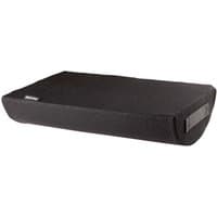 Black Fellowes Breyta foot rest cushion with textured surface and rectangular shape.