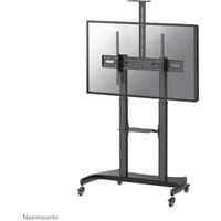 Black Neomounts TV trolley with adjustable mount, sturdy base, and wheels, fits 60-100 inch screens.