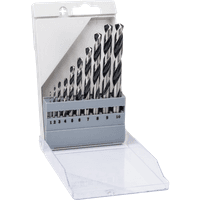 Bosch Pro Metal drill bit set HSS-R, 10 pieces, 1-10mm sizes, in a gray plastic case with clear lid.