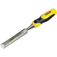 Stanley Dynagrip 20mm bevel edge chisel with yellow and black ergonomic handle and polished steel blade.