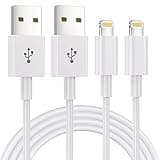 White 6-foot Lightning to USB cables, 2-pack, with Apple MFi certification for fast charging iPhones and iPads.