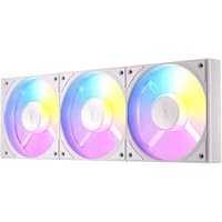 White Antec C120R ARGB computer case fans, 12 cm, three-pack, with colorful LED lighting and sleek design.