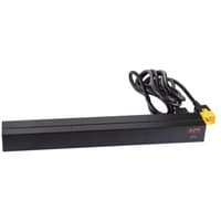 Black APC NetShelter PDU, 1U rack mount, 12 C13 outlets, C20 power cord, red APC logo on the side.