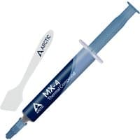 Blue syringe-style tube of Arctic MX-4 thermal compound with applicator spatula.