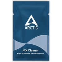 Blue packet of ARCTIC MX Cleaner wipes for thermal compound removal, featuring white logo and text.