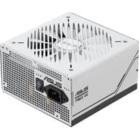 Black and white ASUS Prime AP-750G power supply unit with 20+4 pin ATX connector and cooling fan.