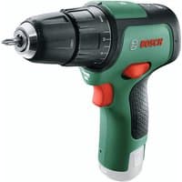 Bosch EasyImpact 12 green cordless drill, black chuck, red trigger, ergonomic grip, two-speed settings.