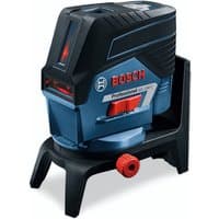 Bosch GCL 2-50 C line laser, black and blue with red accents, mounted on a black base with a red knob.