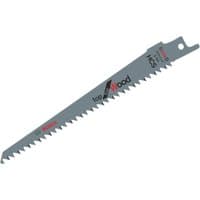 Bosch S644D reciprocating saw blade, 150mm, silver with sharp teeth, pack of 5, designed for cutting wood.