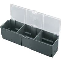 Gray Bosch SystemBox Accessory Box Large with three compartments and a transparent lid.