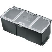 Gray Bosch SystemBox Accessory Box Medium with transparent lid and secure latch.