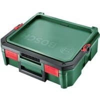 Green Bosch SystemBox Carry Case Size S with black handle, red latches, and embossed Bosch logo on the lid.