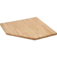 BUNKER hardwood worktop for corner cabinet, 865mm, with a light wood finish and angular cut for corner fitting.