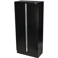 Black BUNKER Modular Tall Floor Cabinet, 2 Door, 915mm, sleek design with vertical handles and sturdy construction.