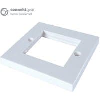 White connektgear AV single faceplate, 2 module, 86x86mm, flat edge, square shape with two screw holes.