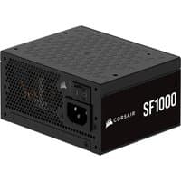 Black Corsair SF1000 power supply unit, 1000 W, 24-pin ATX, with vented sides and Corsair logo.