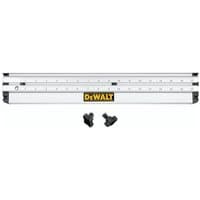 Dewalt 300mm dual port ripping fence for DCS577, silver with black knobs and yellow logo, for circular saws.