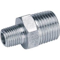 Draper silver metal reducing union, 1/2" to 1/4" BSP taper, threaded connectors, hexagonal middle section, pack of 3.