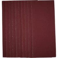 Pack of 10 Draper sanding sheets, 93x230mm, 80 grit, dark red color, stacked in a neat pile.
