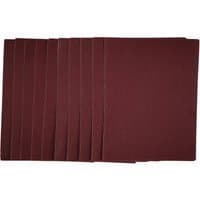 Pack of 10 Draper 1/4 sanding sheets, 115x150mm, 120 grit, dark red-brown color, rectangular shape.