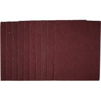 Pack of 10 Draper sanding sheets, 115x150mm, 40 grit, dark brown, rectangular shape.