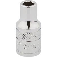 Silver Draper 1/4" square drive Hi-Torq 12 point socket with knurled grip and polished finish.