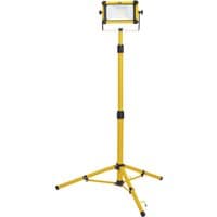 Yellow Draper 110V SMD LED tripod site light, 30W, 3300 lumens, with adjustable height and sturdy tripod base.