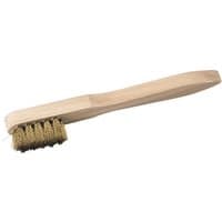Wood-handled spark plug cleaning brush with brass bristles, 150mm length, by Draper.