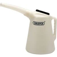 White Draper 1L measuring jug with a long spout, black cap, and side handle.