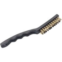 Black-handled Draper 230MM brass fill brush with wavy grip and dense brass bristles.