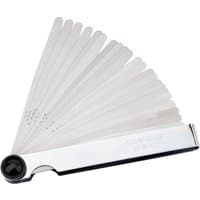 Draper 26 Blade Imperial Feeler Gauge Set, silver metal blades fanned out from a compact black and silver handle.