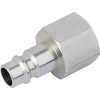 Silver Draper 3/8" BSP female nut PCL Euro coupling adaptor with hexagonal shape and smooth finish.