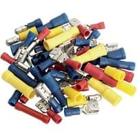 Draper 50 Piece Terminal Assortment with red, blue, and yellow insulated connectors in various shapes and sizes.
