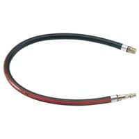 Black and red Draper 600MM 1/4" Bsp air line whip hose with brass connectors on both ends.