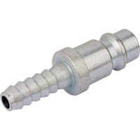 Silver Draper 6mm PCL Euro adaptor hose tailpiece with ribbed connector and cylindrical end.