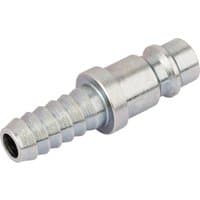 Silver Draper 8mm PCL Euro adaptor hose tailpiece with ribbed connector and cylindrical end.