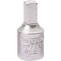 Silver Draper 8MM square drive drain plug key with engraved branding and textured grip.